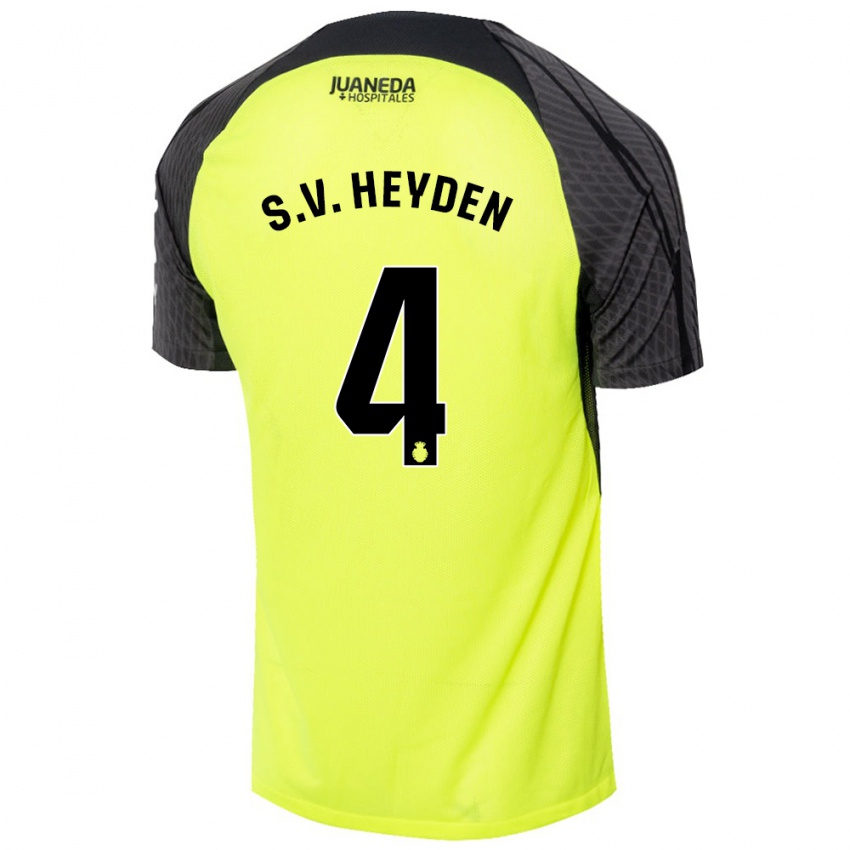 Kinderen Siebe Van Der Heyden #4 Fluorescerend Groen Zwart Uitshirt Uittenue 2024/25 T-Shirt