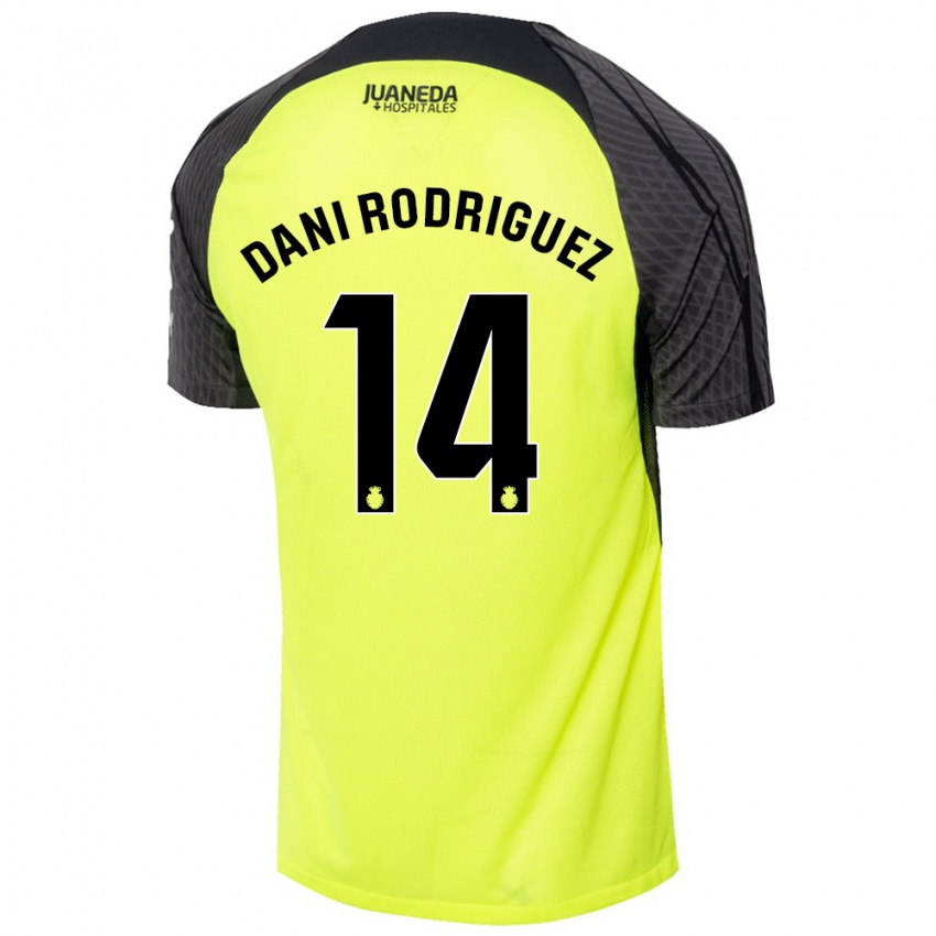 Kinderen Dani Rodríguez #14 Fluorescerend Groen Zwart Uitshirt Uittenue 2024/25 T-Shirt