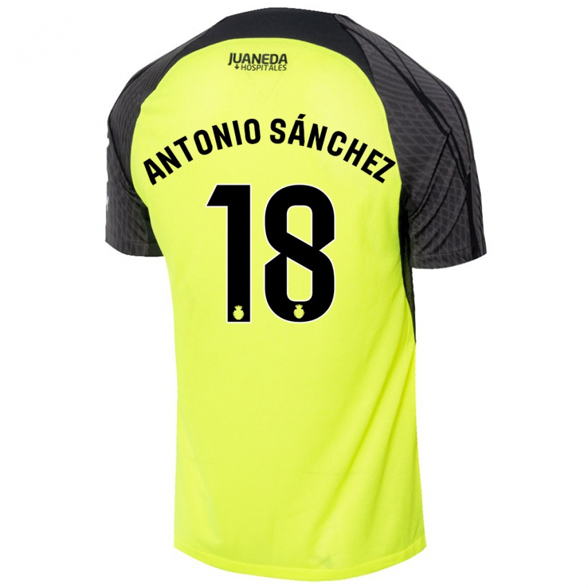 Kinderen Antonio Sánchez #18 Fluorescerend Groen Zwart Uitshirt Uittenue 2024/25 T-Shirt