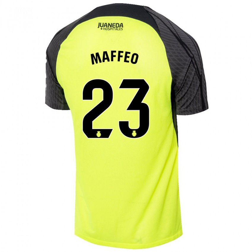 Kinderen Pablo Maffeo #23 Fluorescerend Groen Zwart Uitshirt Uittenue 2024/25 T-Shirt