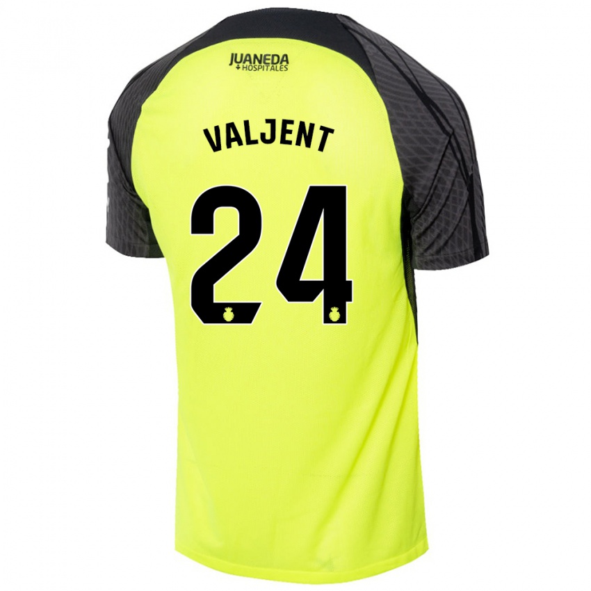 Kinderen Martin Valjent #24 Fluorescerend Groen Zwart Uitshirt Uittenue 2024/25 T-Shirt