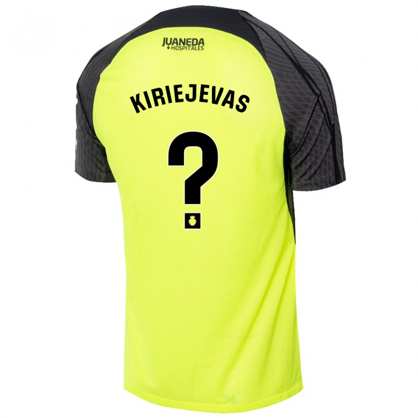 Kinderen Rimvydas Kiriejevas #0 Fluorescerend Groen Zwart Uitshirt Uittenue 2024/25 T-Shirt