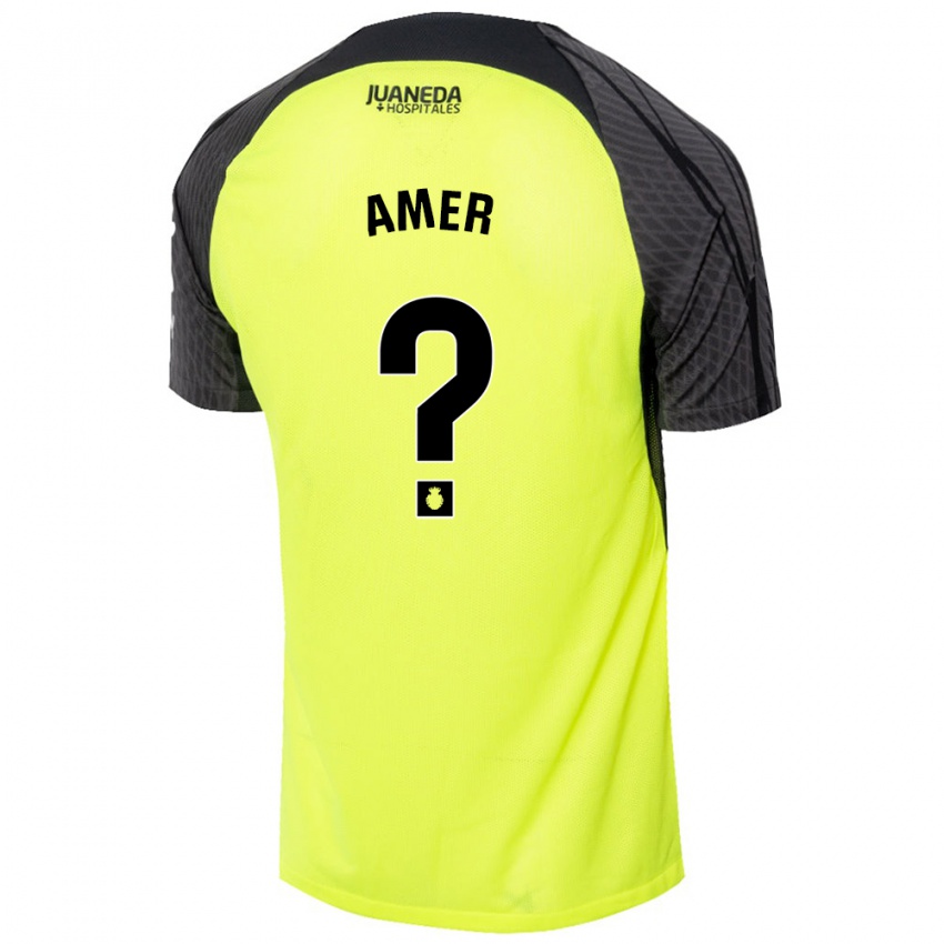 Kinderen Pere Amer #0 Fluorescerend Groen Zwart Uitshirt Uittenue 2024/25 T-Shirt