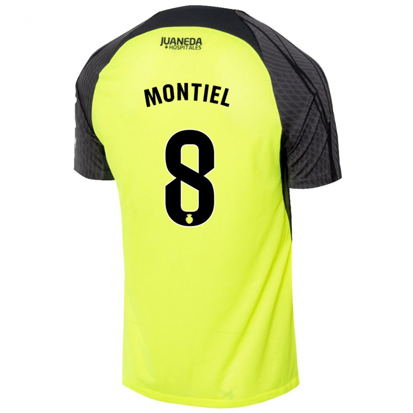 Kinderen Luis Montiel #8 Fluorescerend Groen Zwart Uitshirt Uittenue 2024/25 T-Shirt