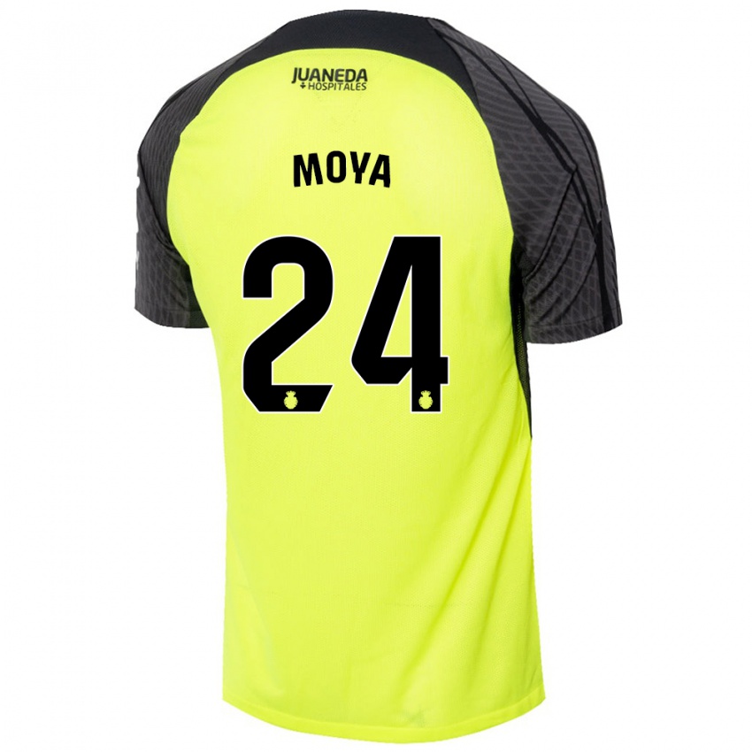 Kinderen Pablo Moyá #24 Fluorescerend Groen Zwart Uitshirt Uittenue 2024/25 T-Shirt