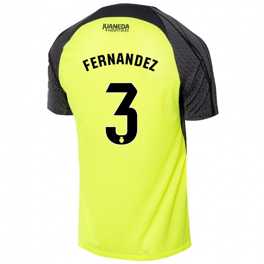 Kinderen Marcos Fernández #3 Fluorescerend Groen Zwart Uitshirt Uittenue 2024/25 T-Shirt