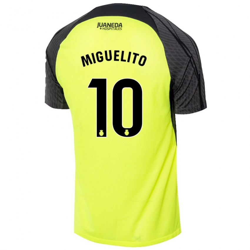 Kinderen Miguelito #10 Fluorescerend Groen Zwart Uitshirt Uittenue 2024/25 T-Shirt