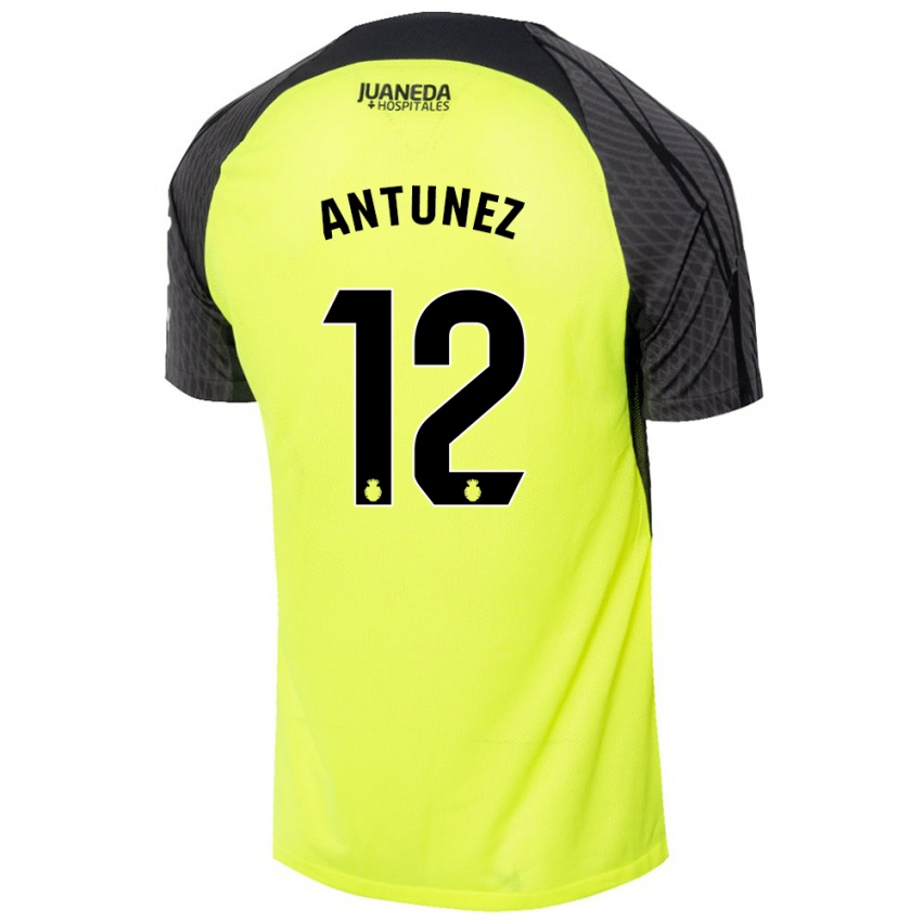 Kinderen Yahir Antúnez #12 Fluorescerend Groen Zwart Uitshirt Uittenue 2024/25 T-Shirt