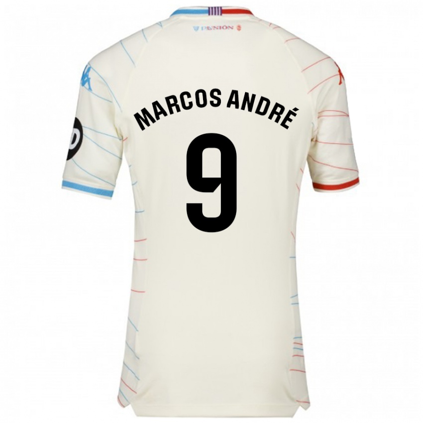 Kinderen Marcos André #9 Wit Rood Blauw Uitshirt Uittenue 2024/25 T-Shirt