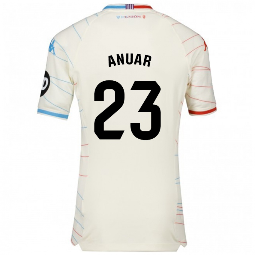 Kinderen Anuar #23 Wit Rood Blauw Uitshirt Uittenue 2024/25 T-Shirt