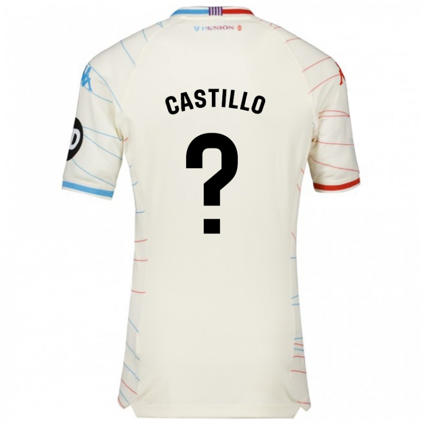 Kinderen Gonzalo Castillo #0 Wit Rood Blauw Uitshirt Uittenue 2024/25 T-Shirt