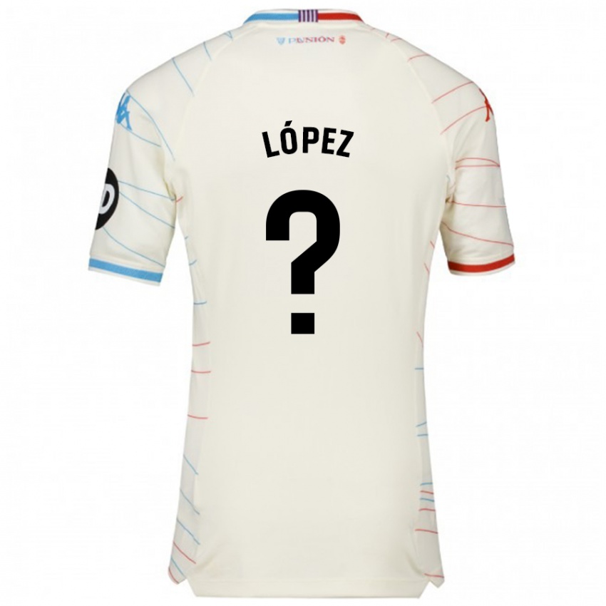 Kinderen Pablo López #0 Wit Rood Blauw Uitshirt Uittenue 2024/25 T-Shirt