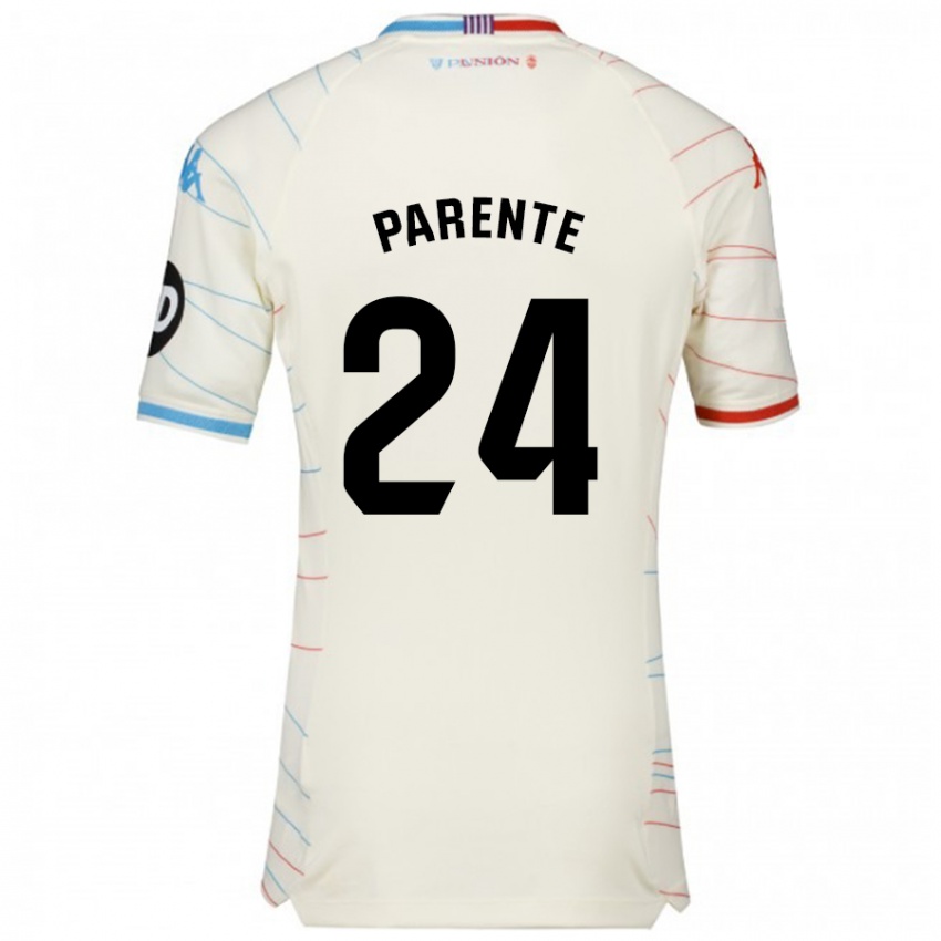 Kinderen Iago Parente #24 Wit Rood Blauw Uitshirt Uittenue 2024/25 T-Shirt