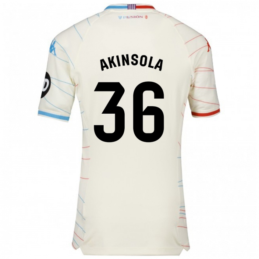 Kinderen Tunde Akinsola #36 Wit Rood Blauw Uitshirt Uittenue 2024/25 T-Shirt