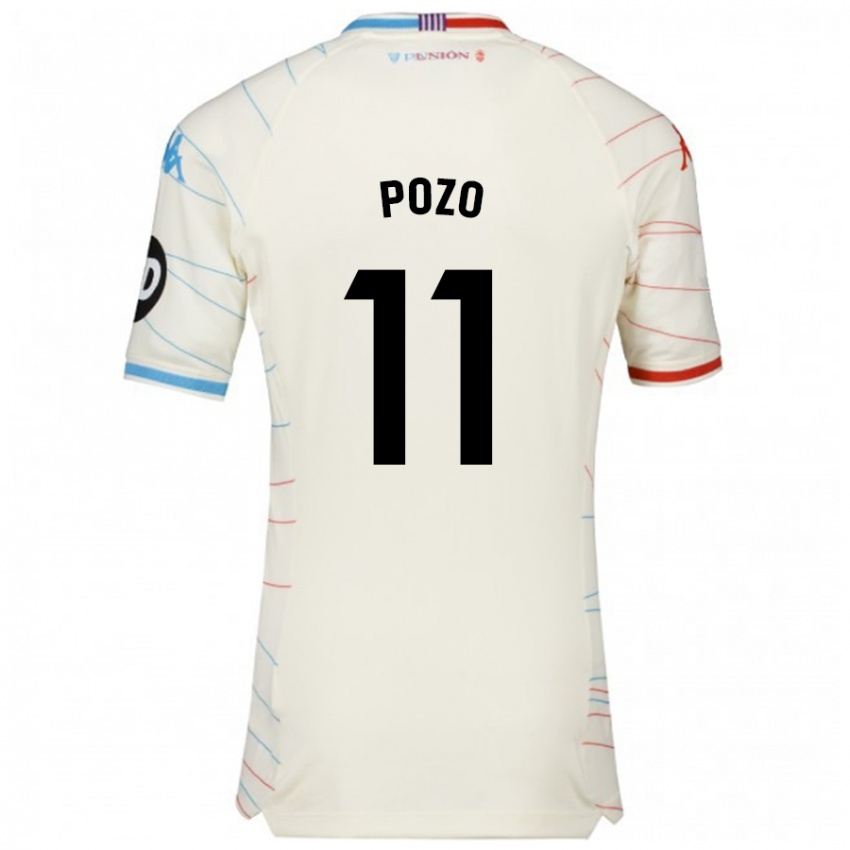 Kinderen Manuel Pozo #11 Wit Rood Blauw Uitshirt Uittenue 2024/25 T-Shirt