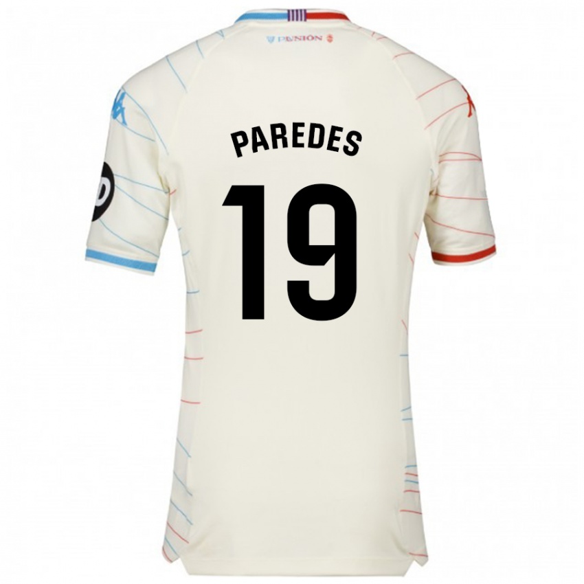 Kinderen Yago Paredes #19 Wit Rood Blauw Uitshirt Uittenue 2024/25 T-Shirt