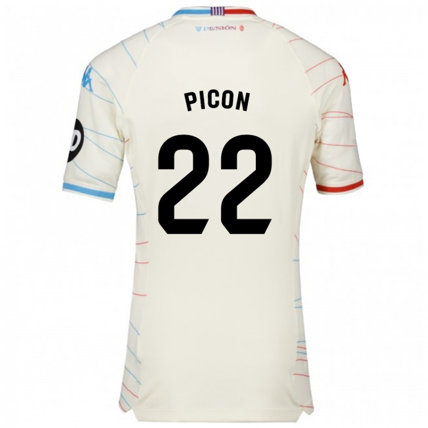 Kinderen Pablo Picón #22 Wit Rood Blauw Uitshirt Uittenue 2024/25 T-Shirt