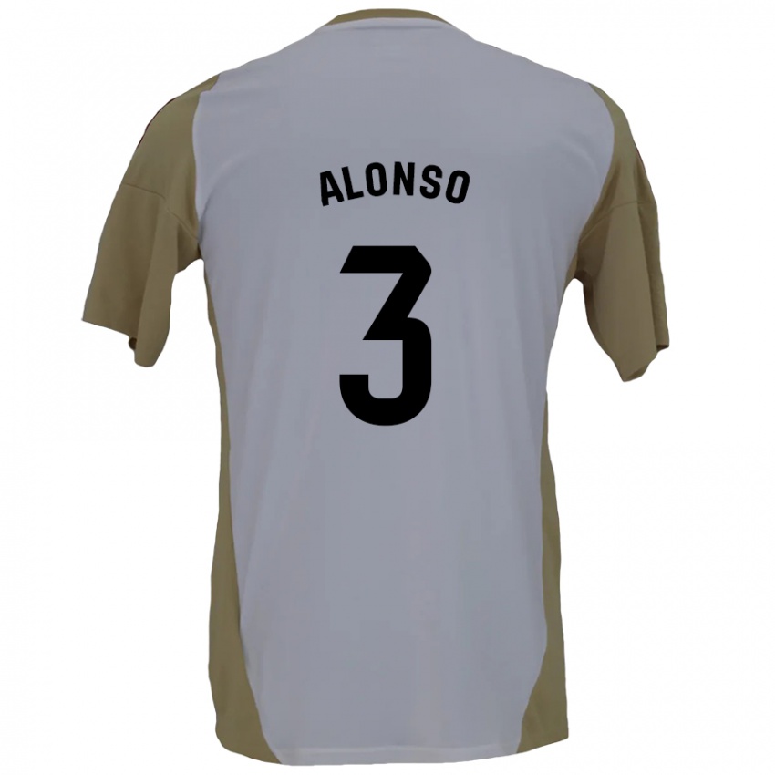 Kinderen Julio Alonso #3 Bruin Wit Uitshirt Uittenue 2024/25 T-Shirt