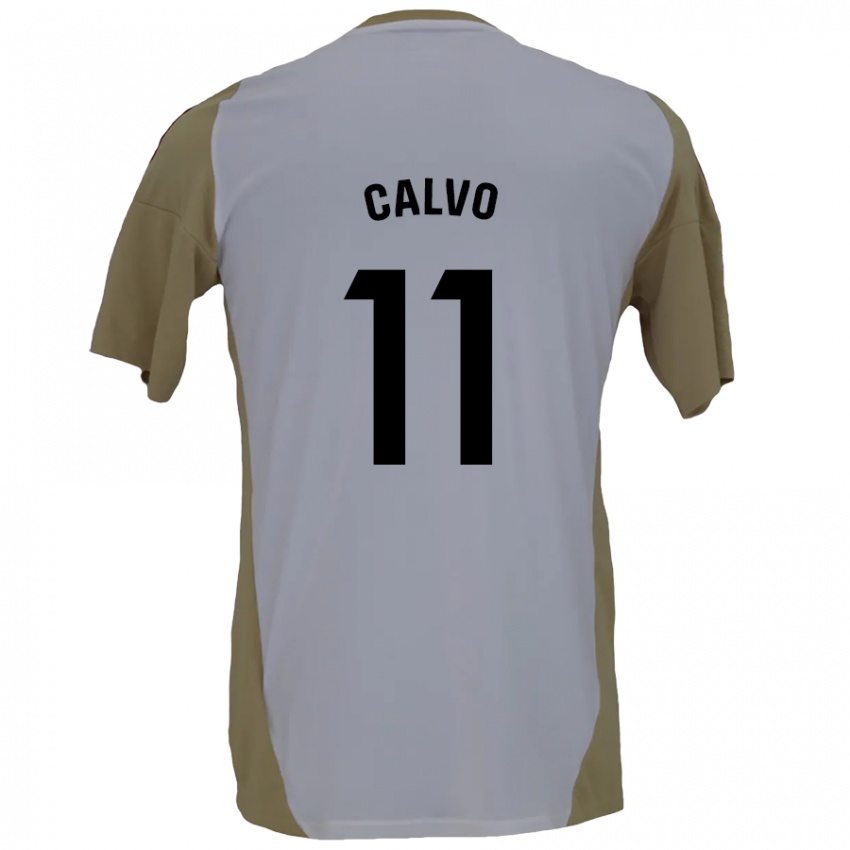 Kinderen Álex Calvo #11 Bruin Wit Uitshirt Uittenue 2024/25 T-Shirt