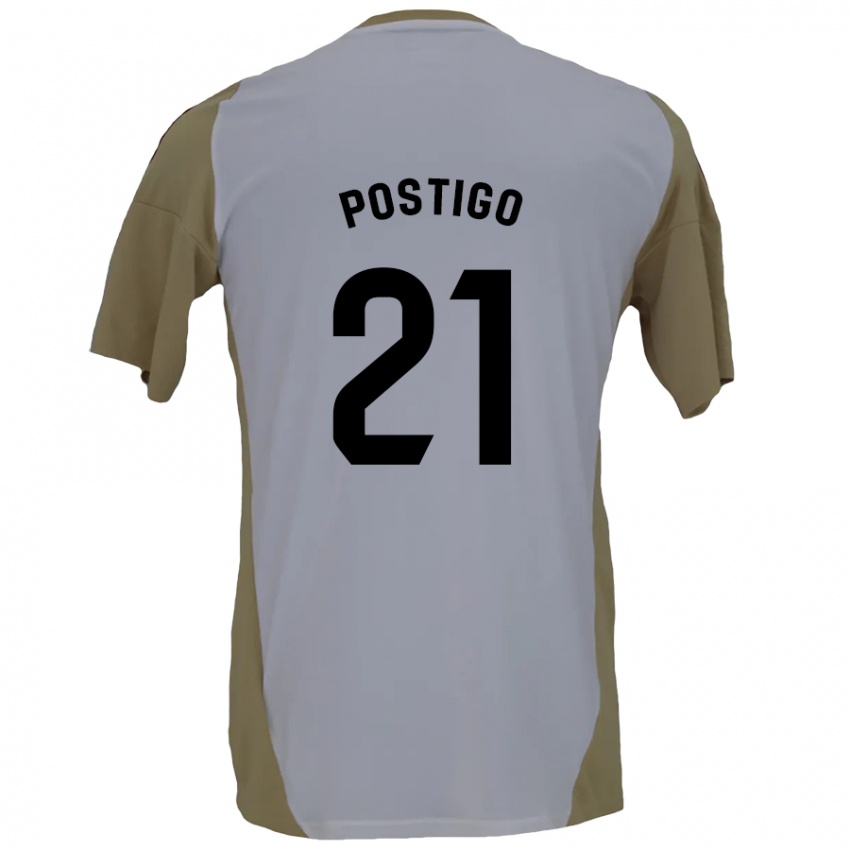 Kinderen Sergio Postigo #21 Bruin Wit Uitshirt Uittenue 2024/25 T-Shirt