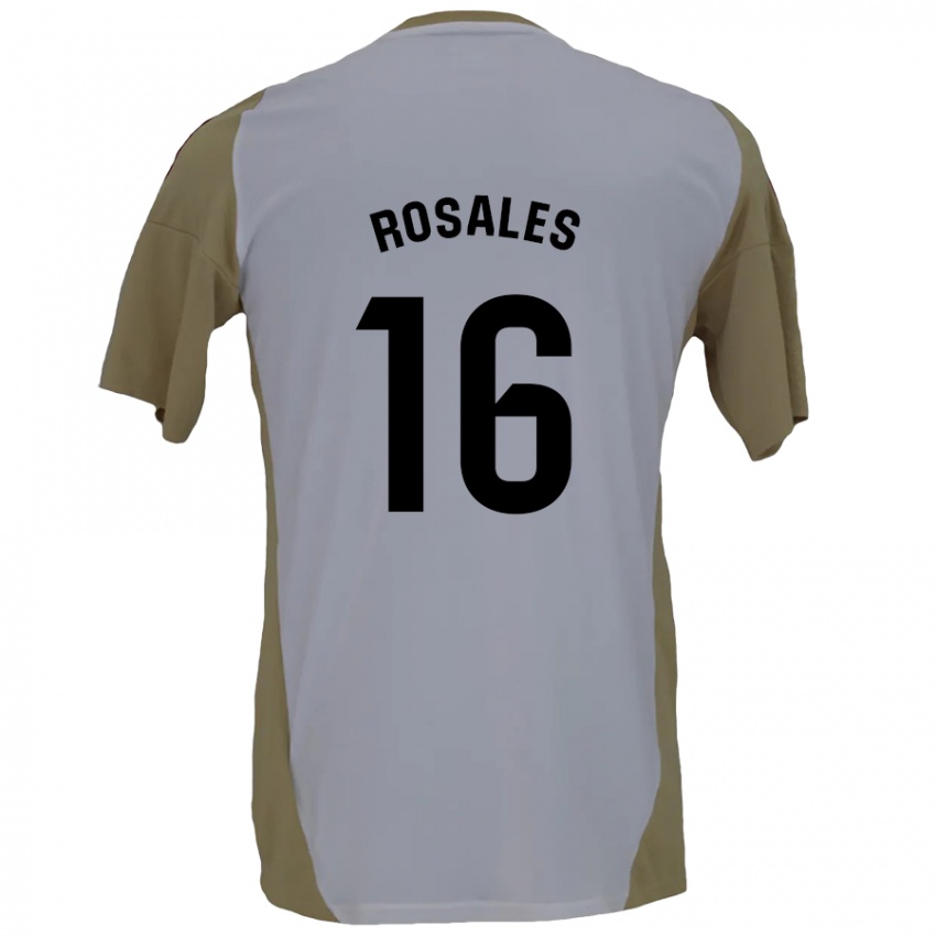 Kinderen Diego Rosales #16 Bruin Wit Uitshirt Uittenue 2024/25 T-Shirt