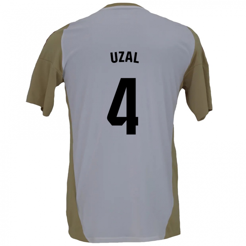 Kinderen Yeray Uzal #4 Bruin Wit Uitshirt Uittenue 2024/25 T-Shirt