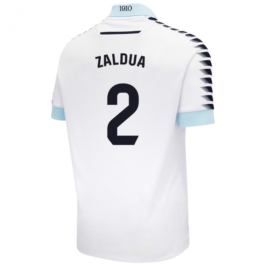 Kinderen Joseba Zaldua #2 Wit Blauw Uitshirt Uittenue 2024/25 T-Shirt