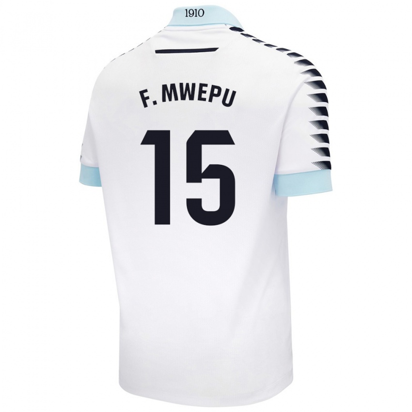 Kinderen Francisco Mwepu #15 Wit Blauw Uitshirt Uittenue 2024/25 T-Shirt