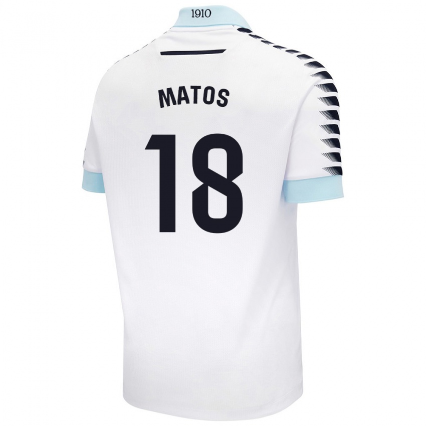 Kinderen José Matos #18 Wit Blauw Uitshirt Uittenue 2024/25 T-Shirt