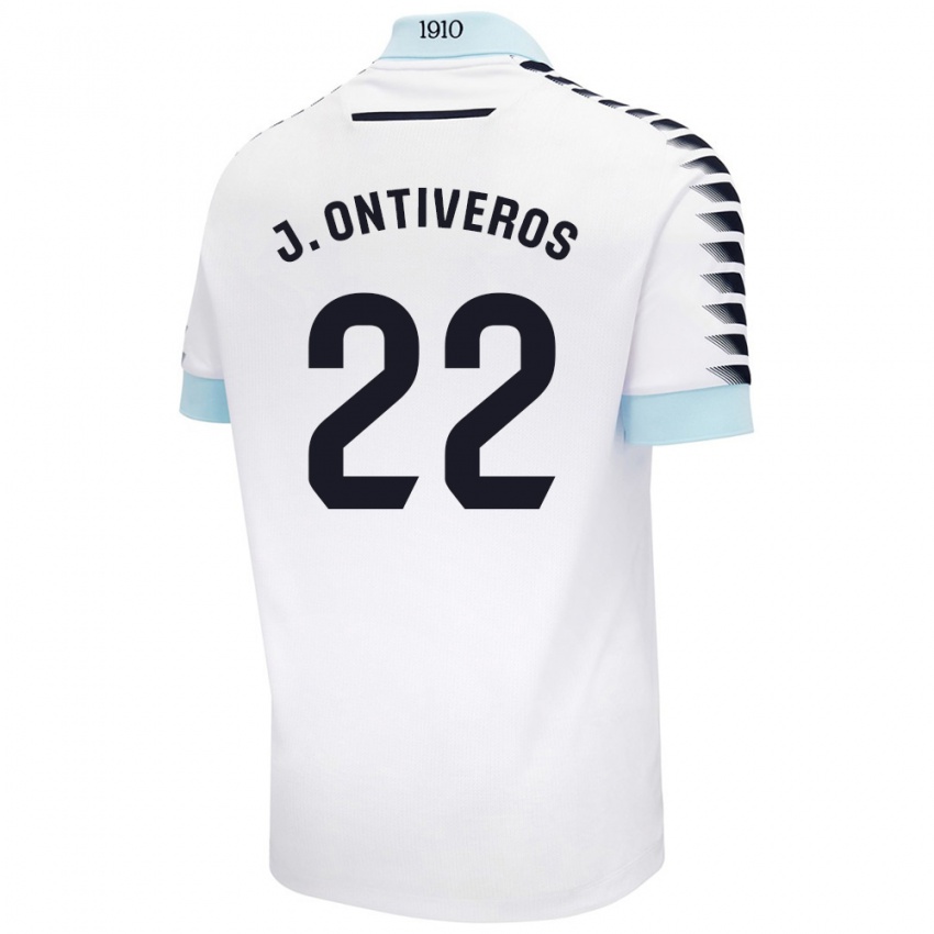 Kinderen Javi Ontiveros #22 Wit Blauw Uitshirt Uittenue 2024/25 T-Shirt