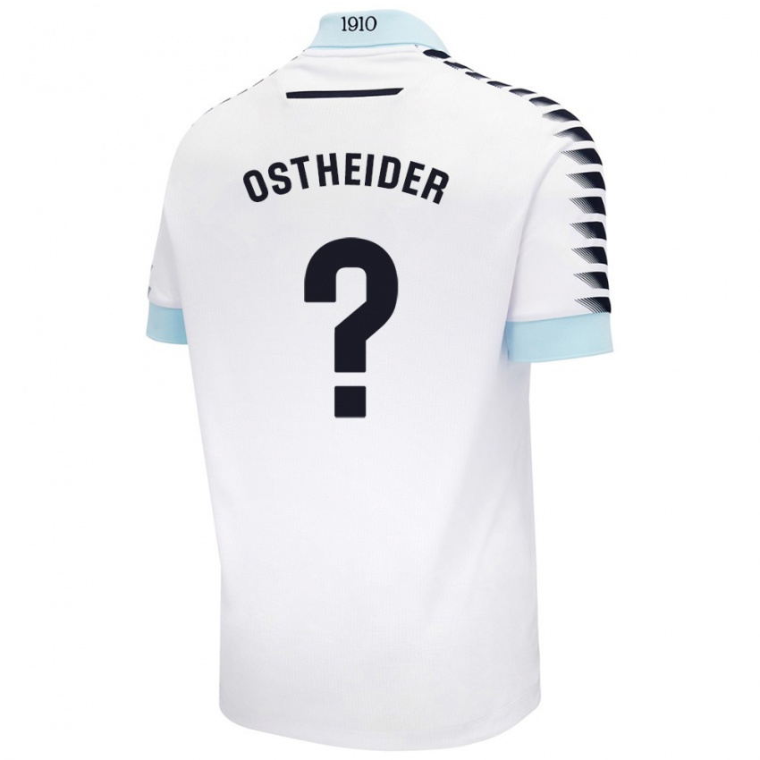 Kinderen Joachim Ostheider #0 Wit Blauw Uitshirt Uittenue 2024/25 T-Shirt