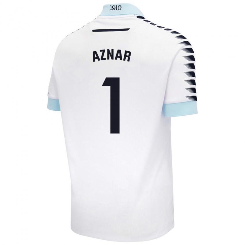 Kinderen Victor Aznar #1 Wit Blauw Uitshirt Uittenue 2024/25 T-Shirt