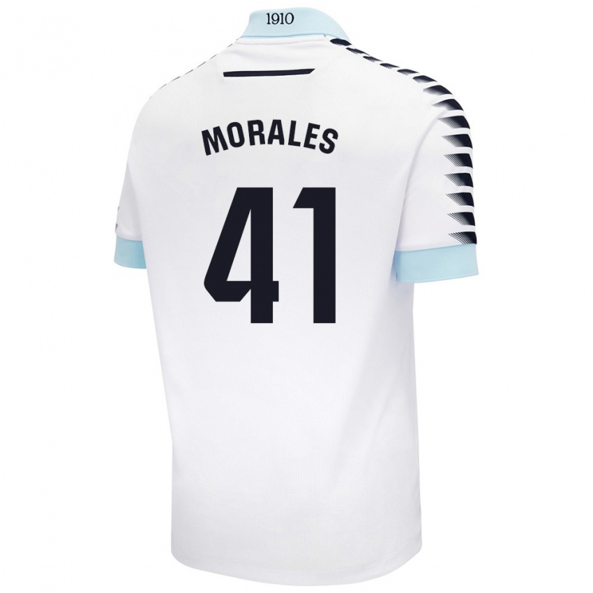 Kinderen Luis Morales #41 Wit Blauw Uitshirt Uittenue 2024/25 T-Shirt