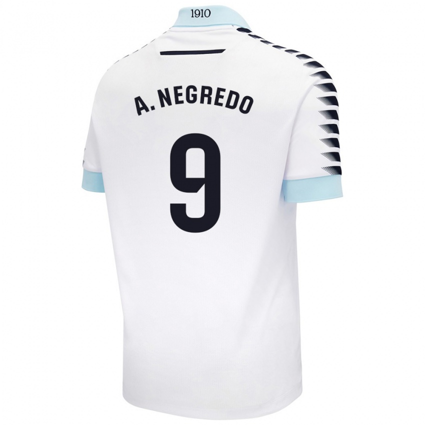 Kinderen Álvaro Negredo #9 Wit Blauw Uitshirt Uittenue 2024/25 T-Shirt