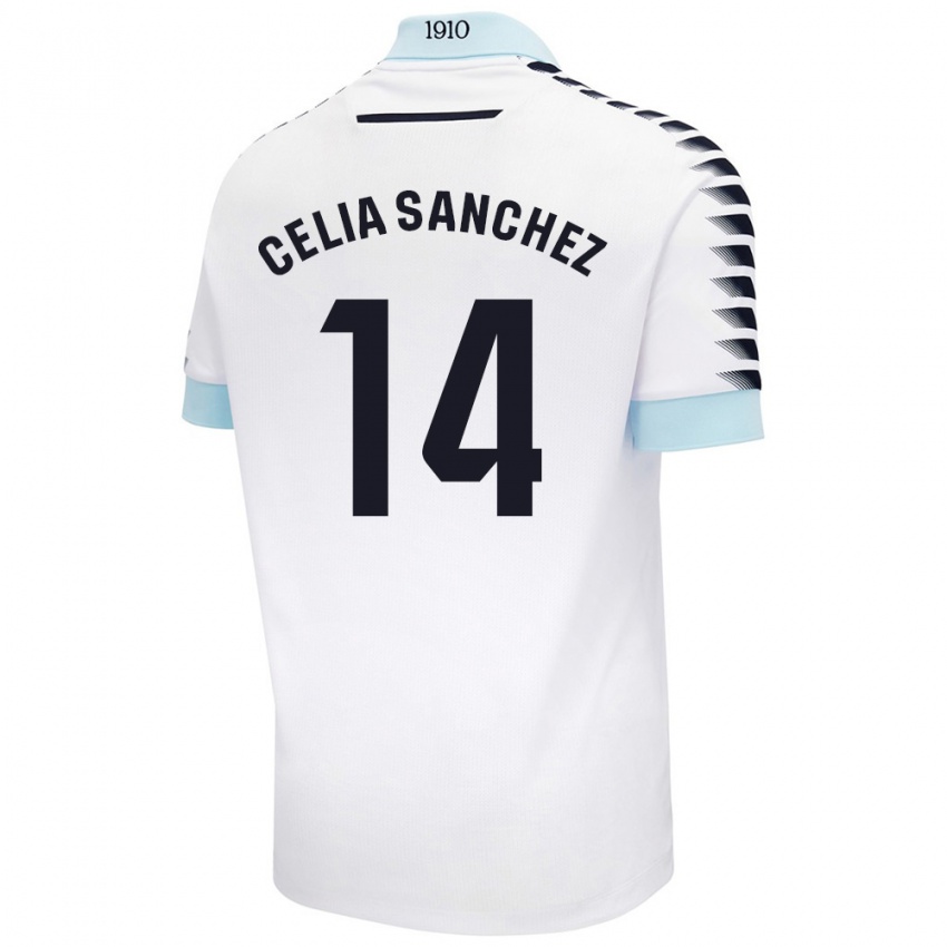 Kinderen Celia Sánchez García #14 Wit Blauw Uitshirt Uittenue 2024/25 T-Shirt