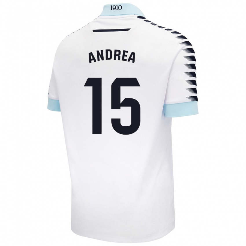 Kinderen Andrea Sánchez Moreno #15 Wit Blauw Uitshirt Uittenue 2024/25 T-Shirt