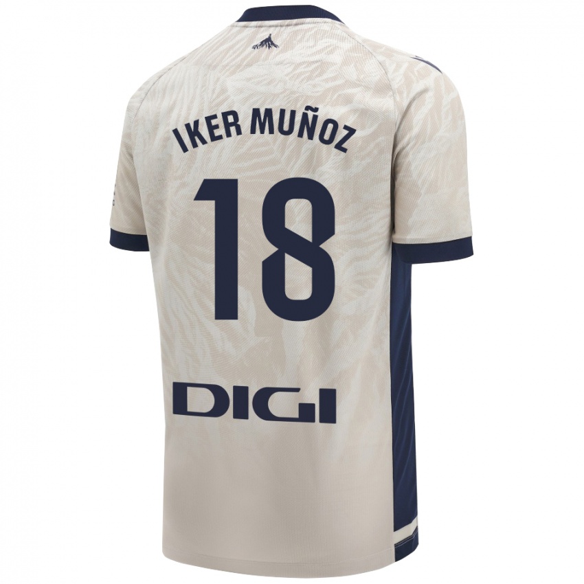 Kinderen Iker Muñoz #18 Lichtgrijs Uitshirt Uittenue 2024/25 T-Shirt