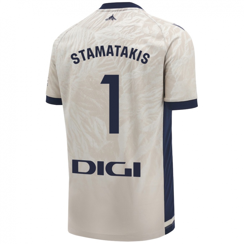 Kinderen Dimitrios Stamatakis #1 Lichtgrijs Uitshirt Uittenue 2024/25 T-Shirt