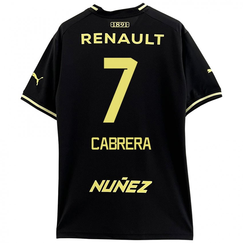 Kinderen Javier Cabrera #7 Zwart Geel Uitshirt Uittenue 2024/25 T-Shirt