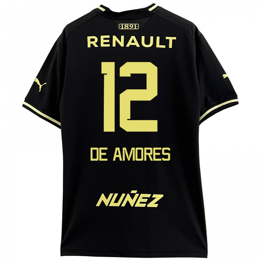 Kinderen Guillermo De Amores #12 Zwart Geel Uitshirt Uittenue 2024/25 T-Shirt