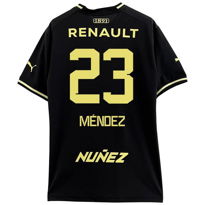 Kinderen Javier Méndez #23 Zwart Geel Uitshirt Uittenue 2024/25 T-Shirt