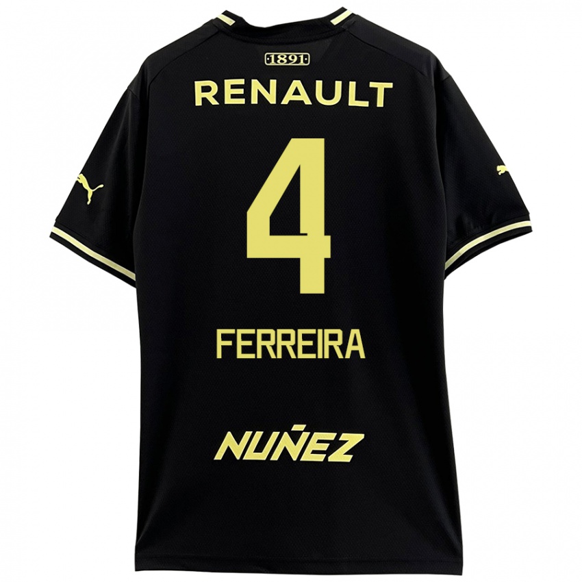 Kinderen Joaquín Ferreira #4 Zwart Geel Uitshirt Uittenue 2024/25 T-Shirt