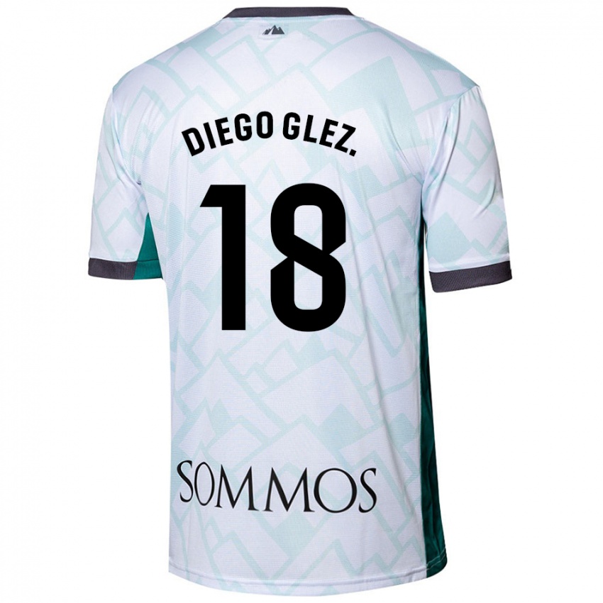 Kinderen Diego González #18 Wit Groen Uitshirt Uittenue 2024/25 T-Shirt