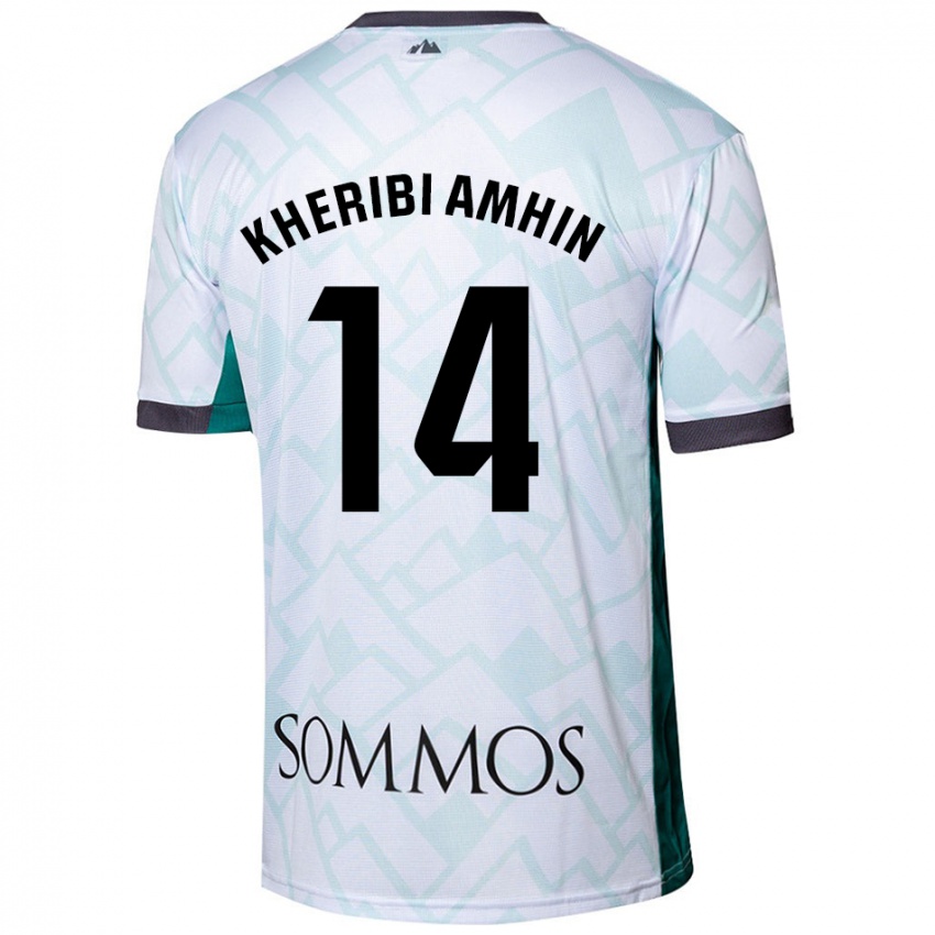 Kinderen Nabil Kheribi Amhin #14 Wit Groen Uitshirt Uittenue 2024/25 T-Shirt