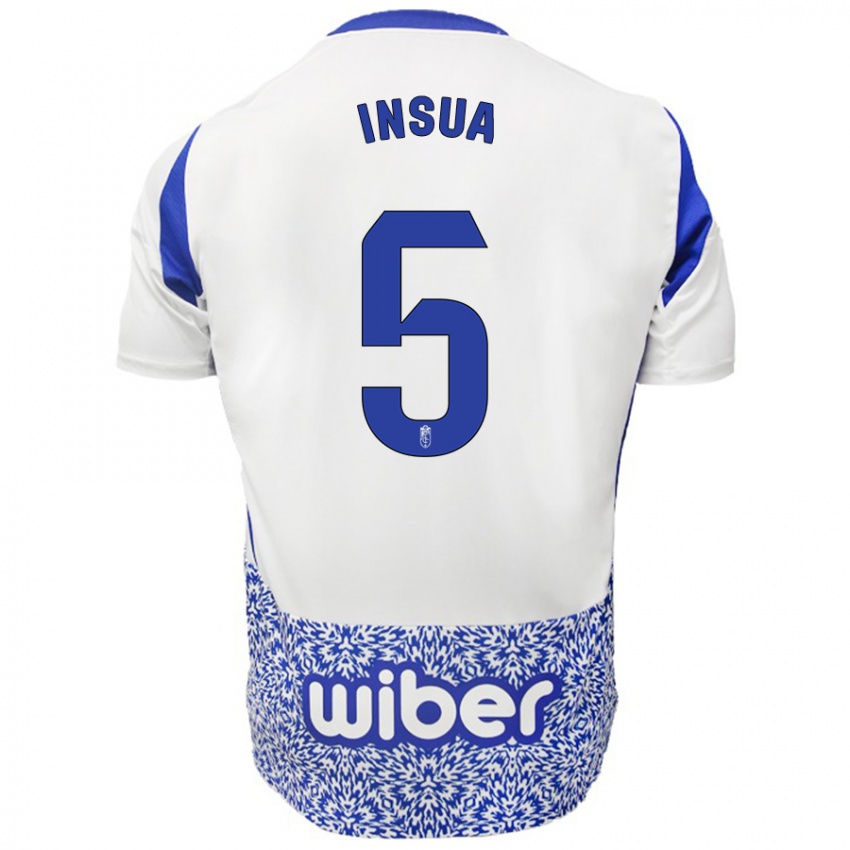 Kinderen Pablo Insua #5 Wit Blauw Uitshirt Uittenue 2024/25 T-Shirt