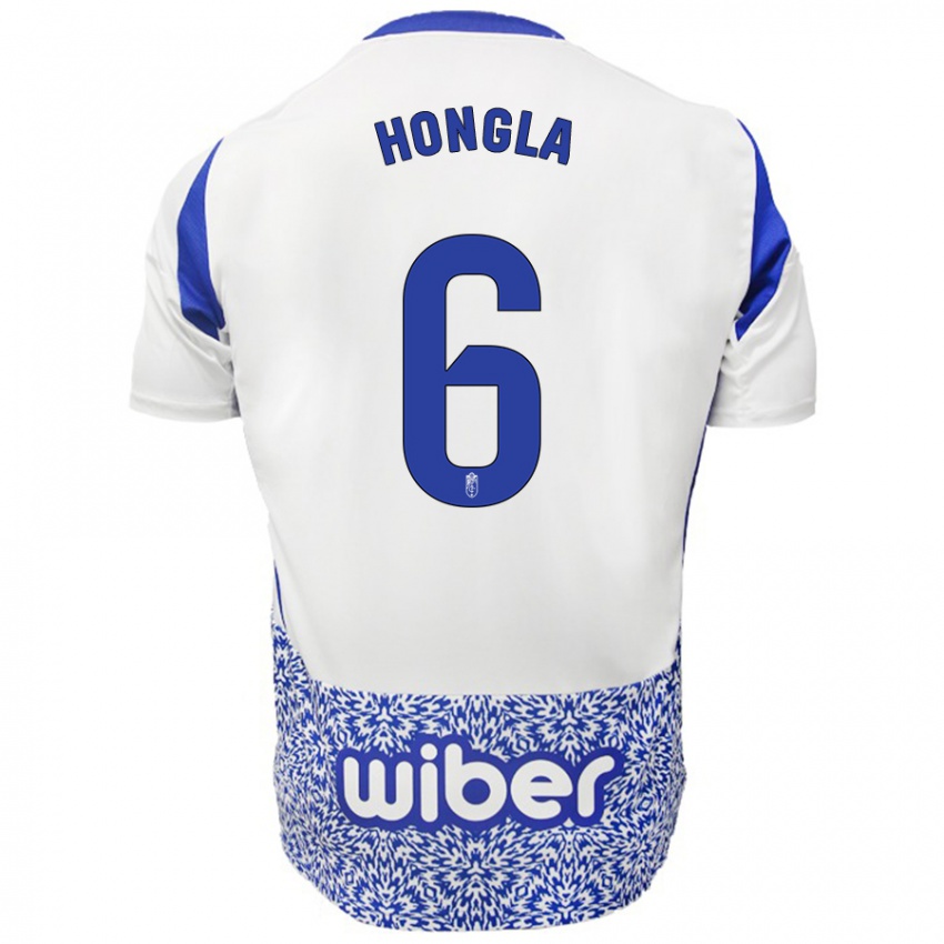 Kinderen Martin Hongla #6 Wit Blauw Uitshirt Uittenue 2024/25 T-Shirt