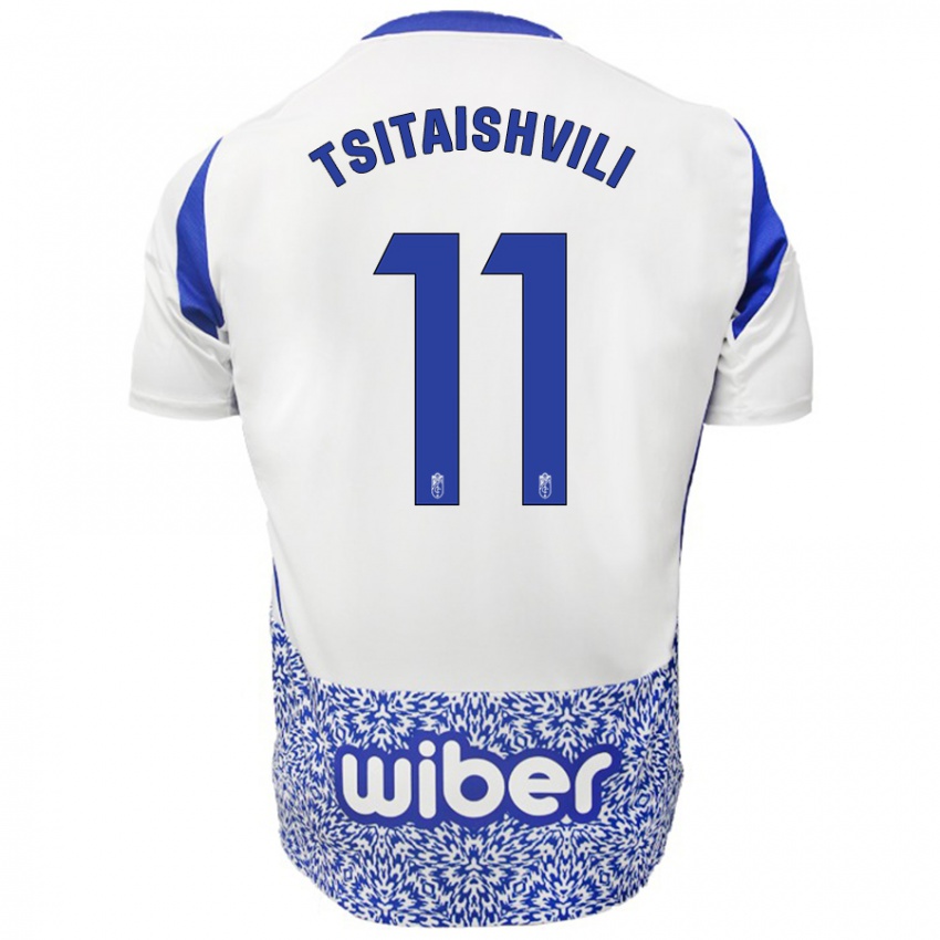 Kinderen Georgiy Tsitaishvili #11 Wit Blauw Uitshirt Uittenue 2024/25 T-Shirt