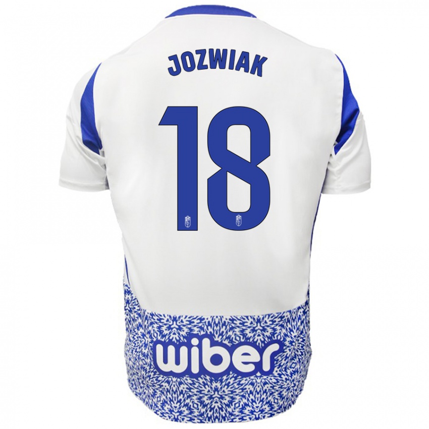 Kinderen Kamil Józwiak #18 Wit Blauw Uitshirt Uittenue 2024/25 T-Shirt