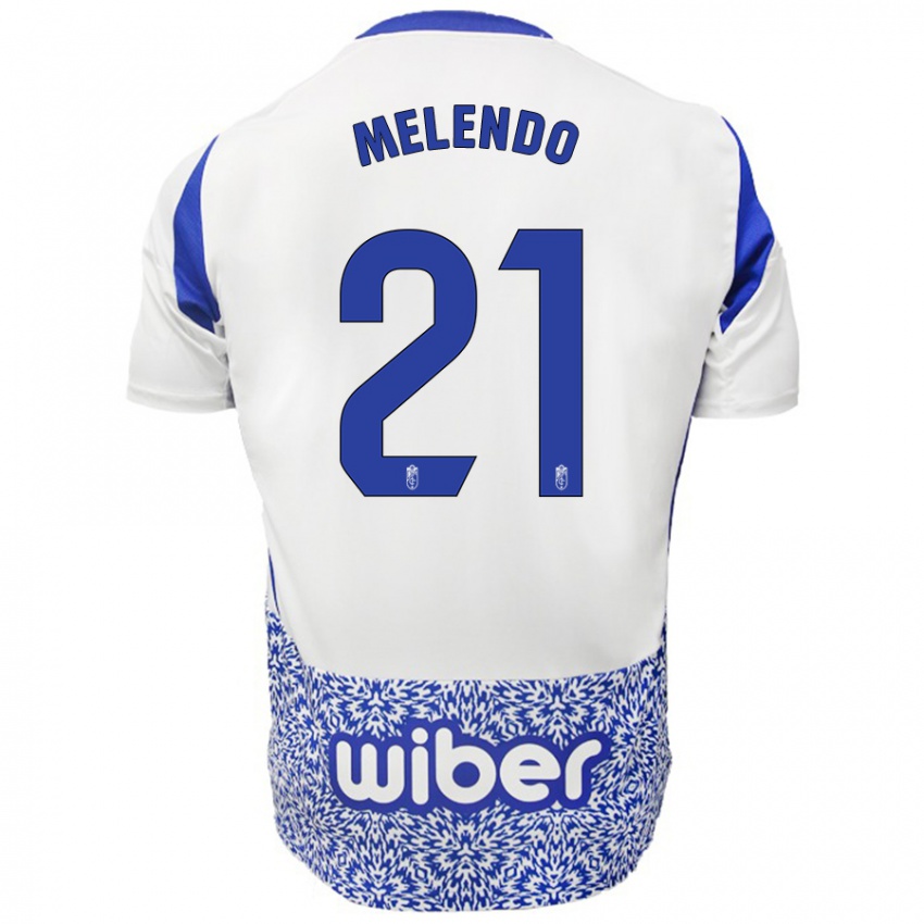 Kinderen Óscar Melendo #21 Wit Blauw Uitshirt Uittenue 2024/25 T-Shirt