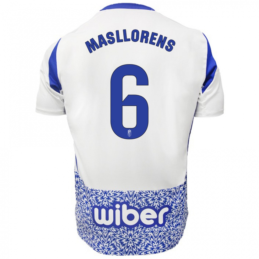 Kinderen José Masllorens #6 Wit Blauw Uitshirt Uittenue 2024/25 T-Shirt